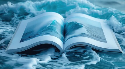 Blank white open book on the beach