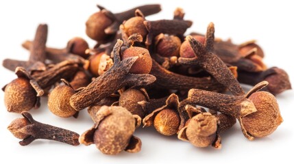 Obraz premium Close up of isolated clove spice on white background