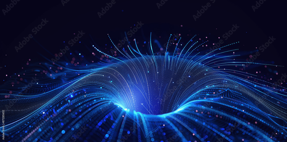 Poster futuristic electrical spin abstract dark blue background with lines dots technology design ai neural