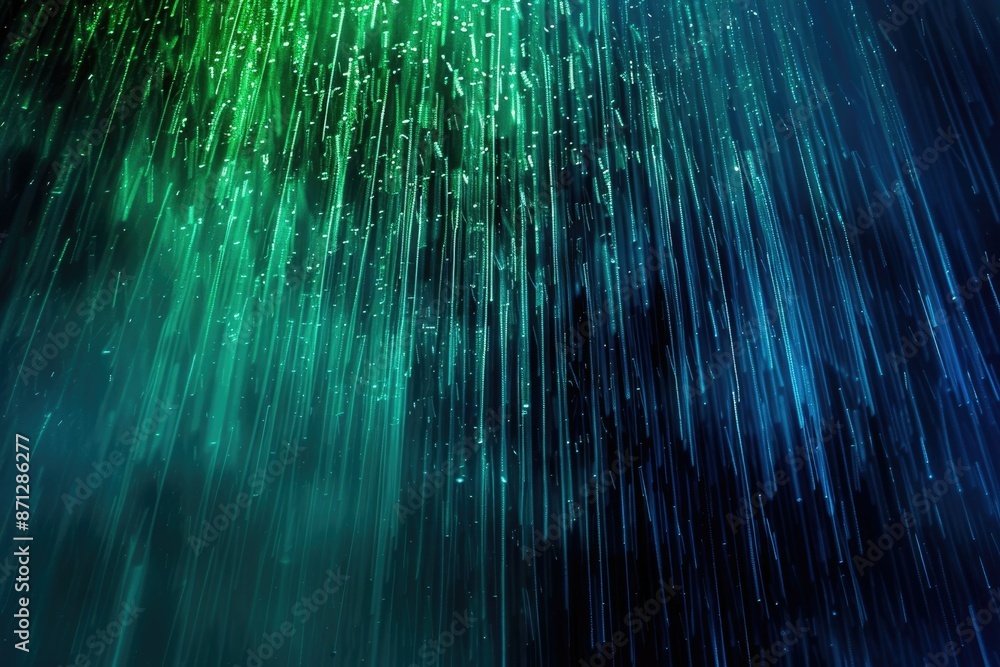 Aufkleber a mesmerizing display of blue and green light beams creating a magical atmosphere with sparkling spe