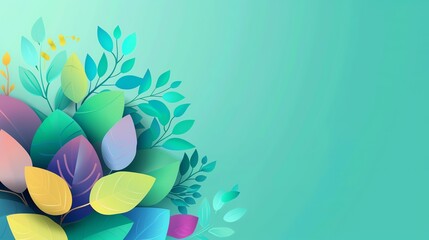 Obraz premium Colorful abstract leaves on a gradient background, perfect for nature-themed designs and creative applications.