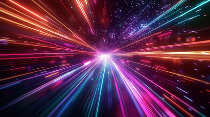 Fototapeta premium High-Speed Colorful Light Trails in Motion Blur with Futuristic Glow Effect