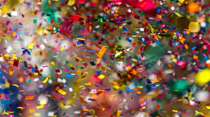 Vibrant confetti cascading through the air at a lively celebration, adding to the joyful atmosphere