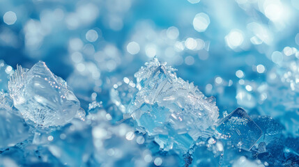 An abstract illustration of ice, with its transparent, clear cubes and flowing waves. liquid splash with frozen ice