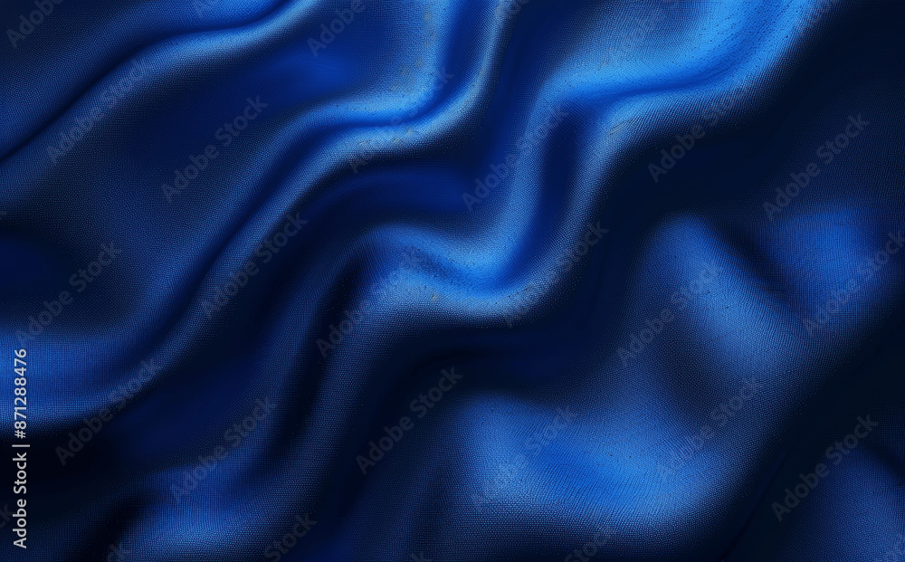 Poster elegant navy blue satin abstract background with smooth texture and wavy pattern. shiny silk fabric 