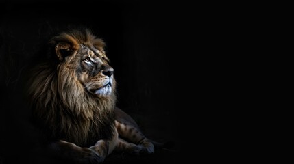 Fototapeta premium Majestic Lion in the Darkness