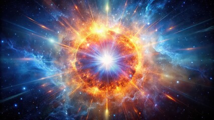 Obraz premium Supernova explosion in deep space , astronomy, galaxy, stars, cosmic, energy, explosion, celestial, universe