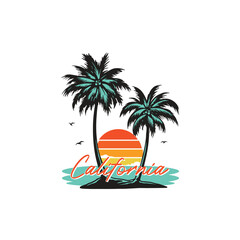 California beach, palm beach vector
