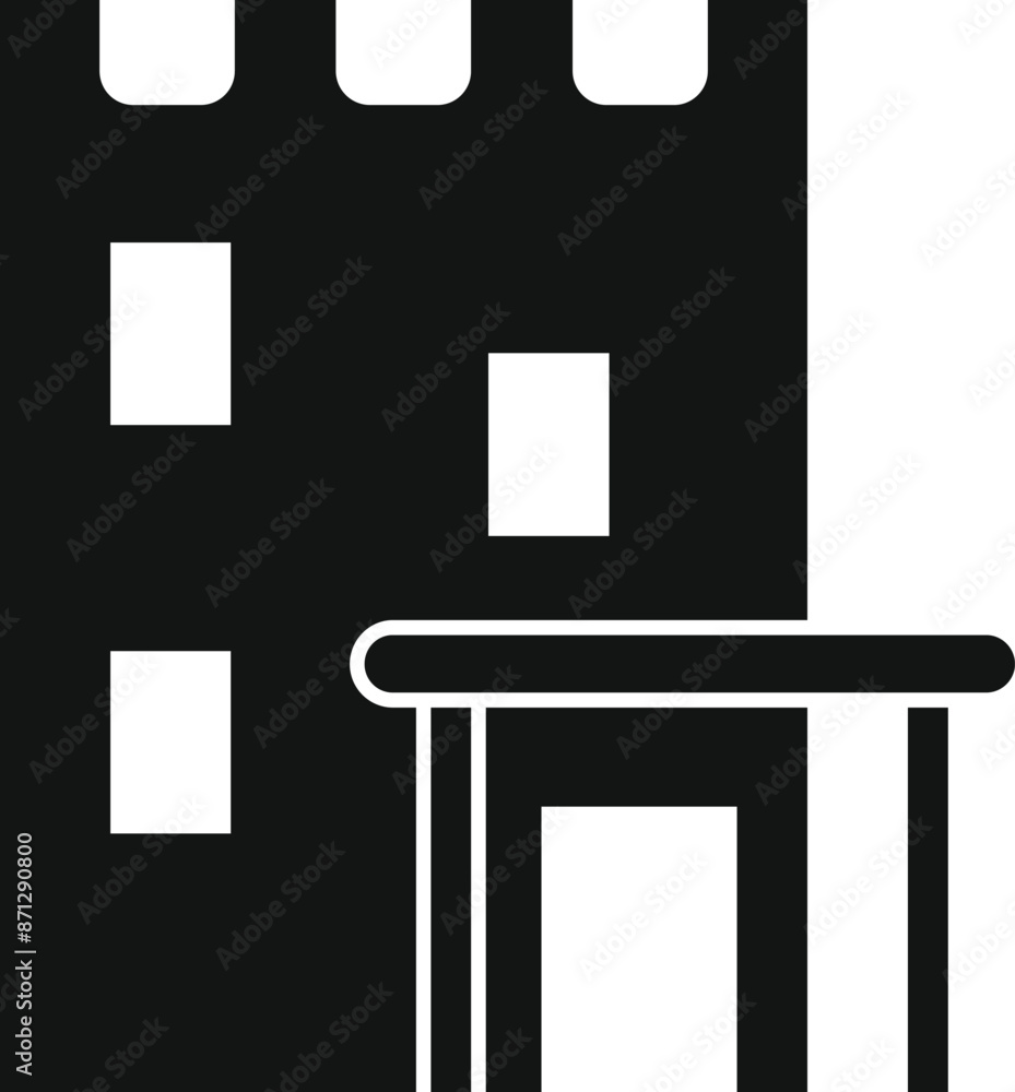 Aufkleber simple black and white icon of a building with columns and a canopy, representing modern architectur