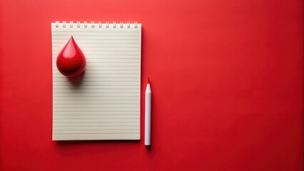 Blood donation concept on red background with note paper, Blood donation, Red background, Note paper