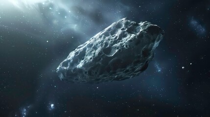 Naklejka premium A massive asteroid is floating through space joining the ranks of potentially hazardous space rocks on International Asteroid Day. Generative AI