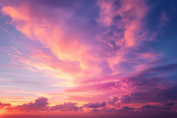 Fototapeta premium Sunset Sky with Gradient Colors and Clouds Background for Copy Space and Banner Design