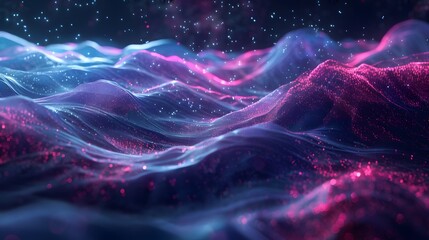 purple and blue wave technology background