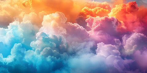 Vibrant, colorful cloudscape capturing a stunning array of oranges, pinks, and blues, showcasing the beauty of nature and the sky.