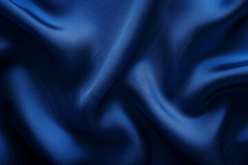 Obraz premium Navy Blue Silk Satin Texture. Smooth Soft Cloth Surface. Elegant Dark Blue Fabric. High Resolution Close-up Background