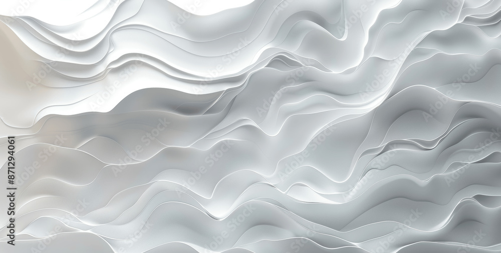Poster 3d render white background with waves abstract wallpaper design soft paper texture for minimalist de