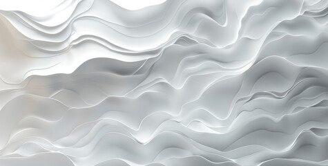 Fototapeta premium 3D Render White Background with Waves Abstract Wallpaper Design Soft Paper Texture for Minimalist Decoration Textured Paper Pattern for Interior and Packaging