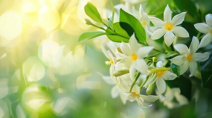 Obraz premium Close up image of crape jasmine plant. Generative AI