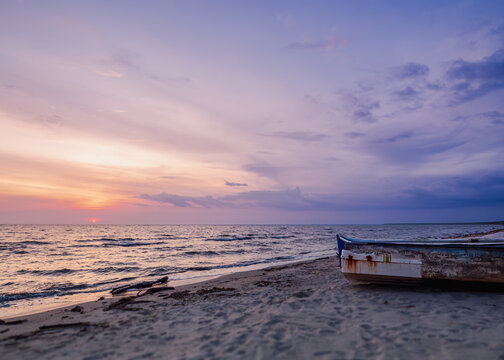boat at sunset