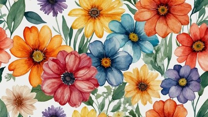 colorful flowers isolated on white background, decorated scene.