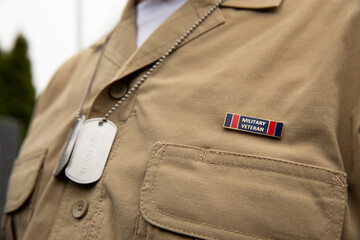 Senior Citizen  War Veteran Portrait with dog tag 