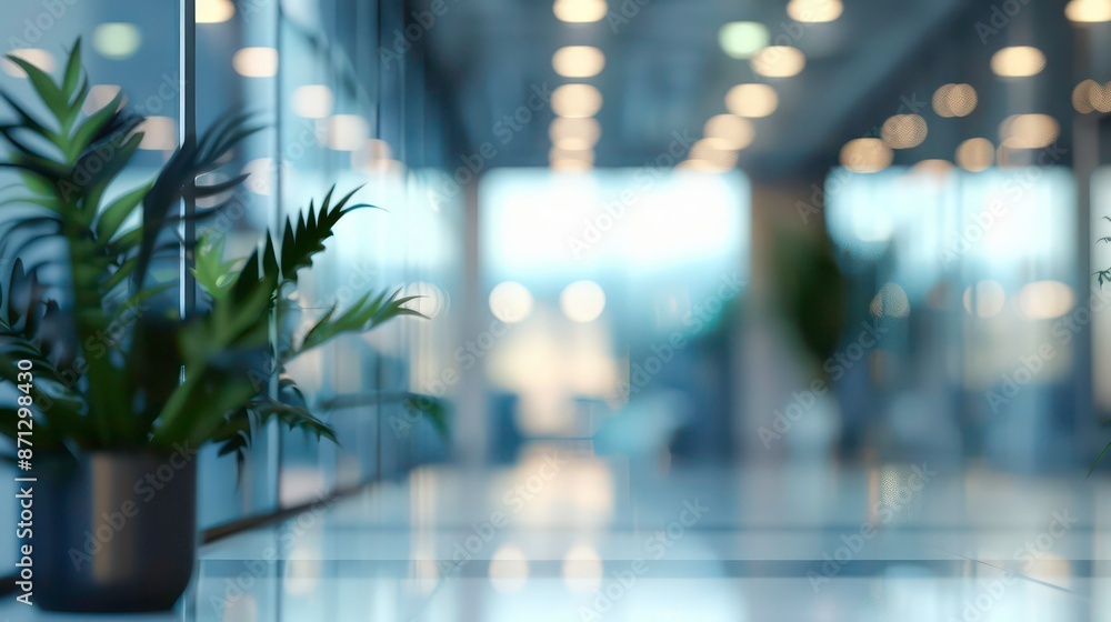 Aufkleber empty office space with blurred background lights for design purposes. generative ai