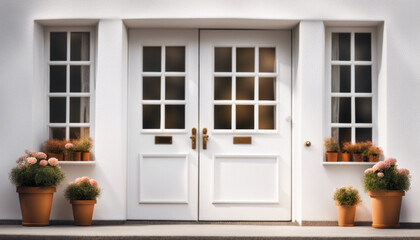 A white front door 