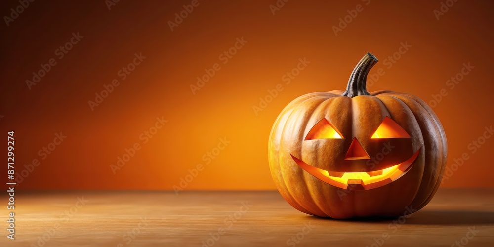 Wall mural rendered Halloween pumpkin background , Halloween, pumpkin, background,rendered, spooky, autumn, orange