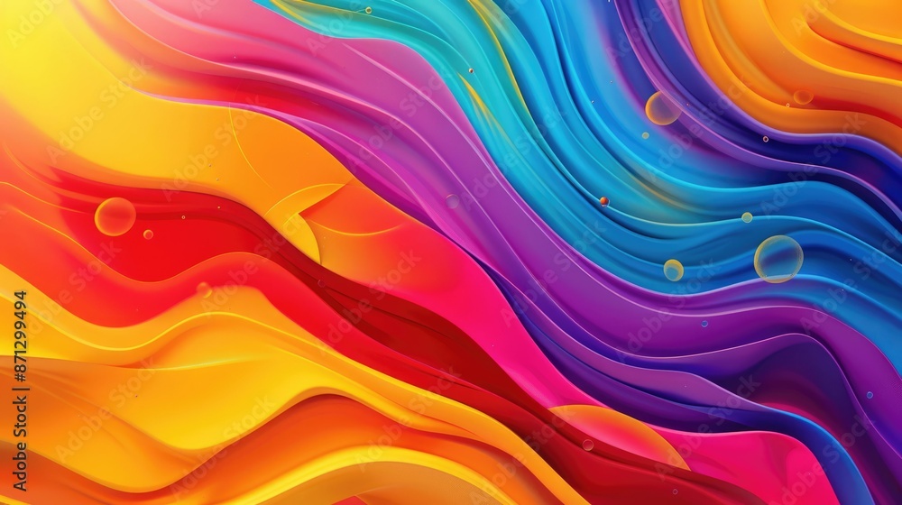 Poster dynamic and vibrant abstract liquid flow with a mesmerizing mix of multicolor hues, perfect for mode