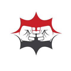Fist fights, fist bump icon, vector art.