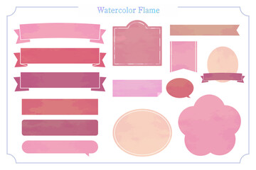 水彩風テクスチャのフレームセット。デザインのアクセントに。