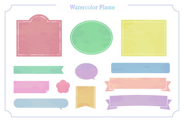 水彩風テクスチャのフレームセット。デザインのアクセントに。