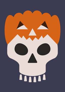 Pumpkin dressed on skull.