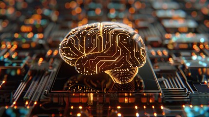 AI brain with digital circuits and connections
