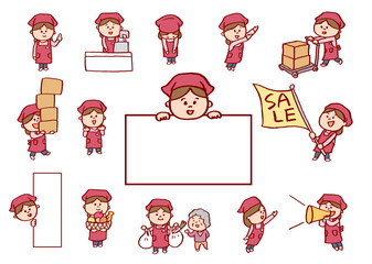 一生懸命に頑張るかわいいスーパーの女性店員さん