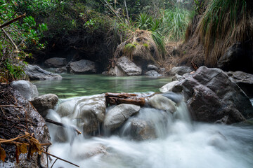 El Sifón Thermal River in Los Nevados National Park, Colombia, horizontal photo