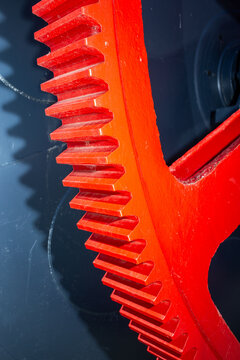 Part of a red gearbox