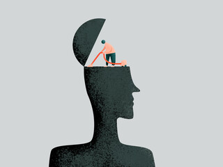 Unrecognizable person cleaning brain