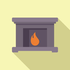 Modern fireplace burning with orange flame flat design icon for web and mobile design