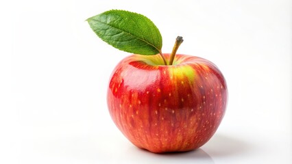 Fresh juicy apple with a leaf on a white background, apple, fruit, fresh, juicy, leaf, healthy, organic, natural, vibrant, delicious