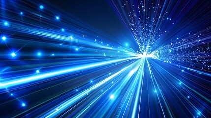 Obraz premium Abstract blue light trails in the dark, motion blur effect