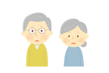 がっかりしている高齢者夫婦のベクターイラスト