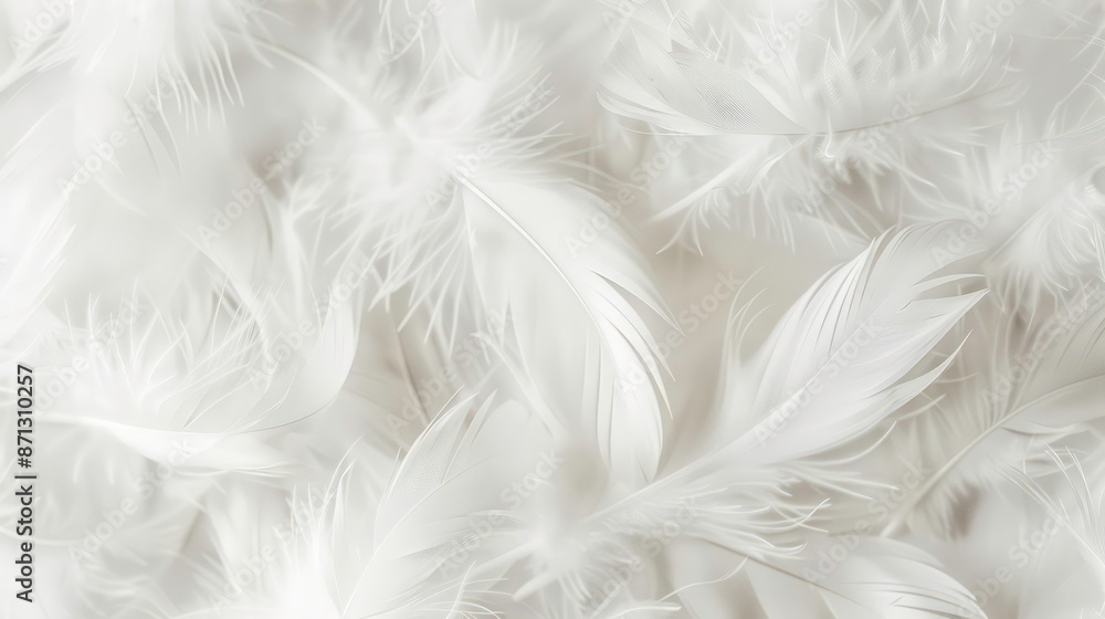 Poster white color soft feathers background. generative ai
