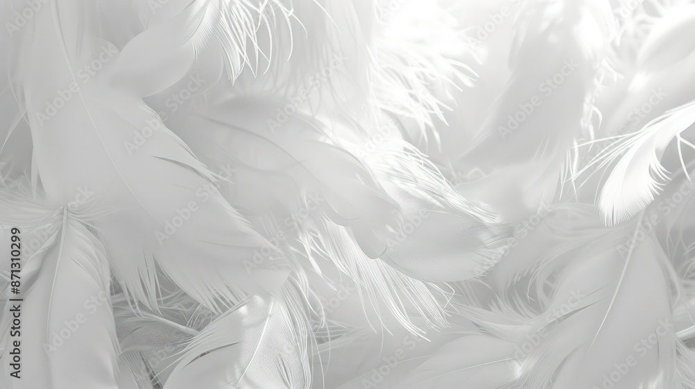 Poster white color soft feathers background. generative ai