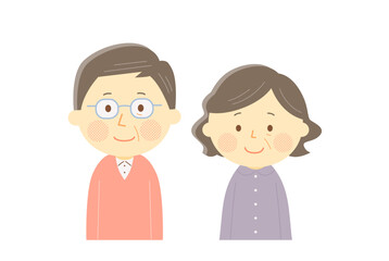 笑顔で正面を向いているシニア夫婦のベクターイラスト