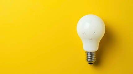White light bulb on isolated yellow background. Generative AI