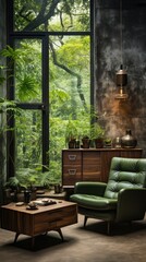 Fototapeta premium a window with a view of the forest