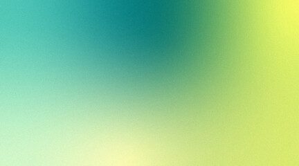 Grainy turquoise and yellow gradient textured background blending from dark to light