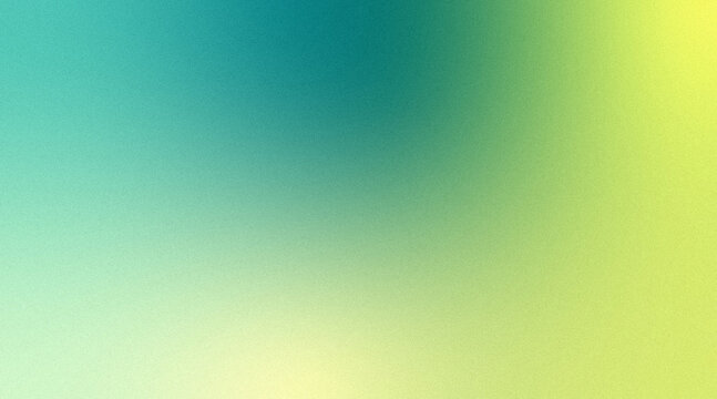 Grainy turquoise and yellow gradient textured background blending from dark to light