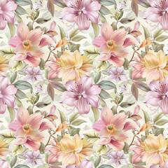 Floral variety color, form nature, seamless fabric pattern.